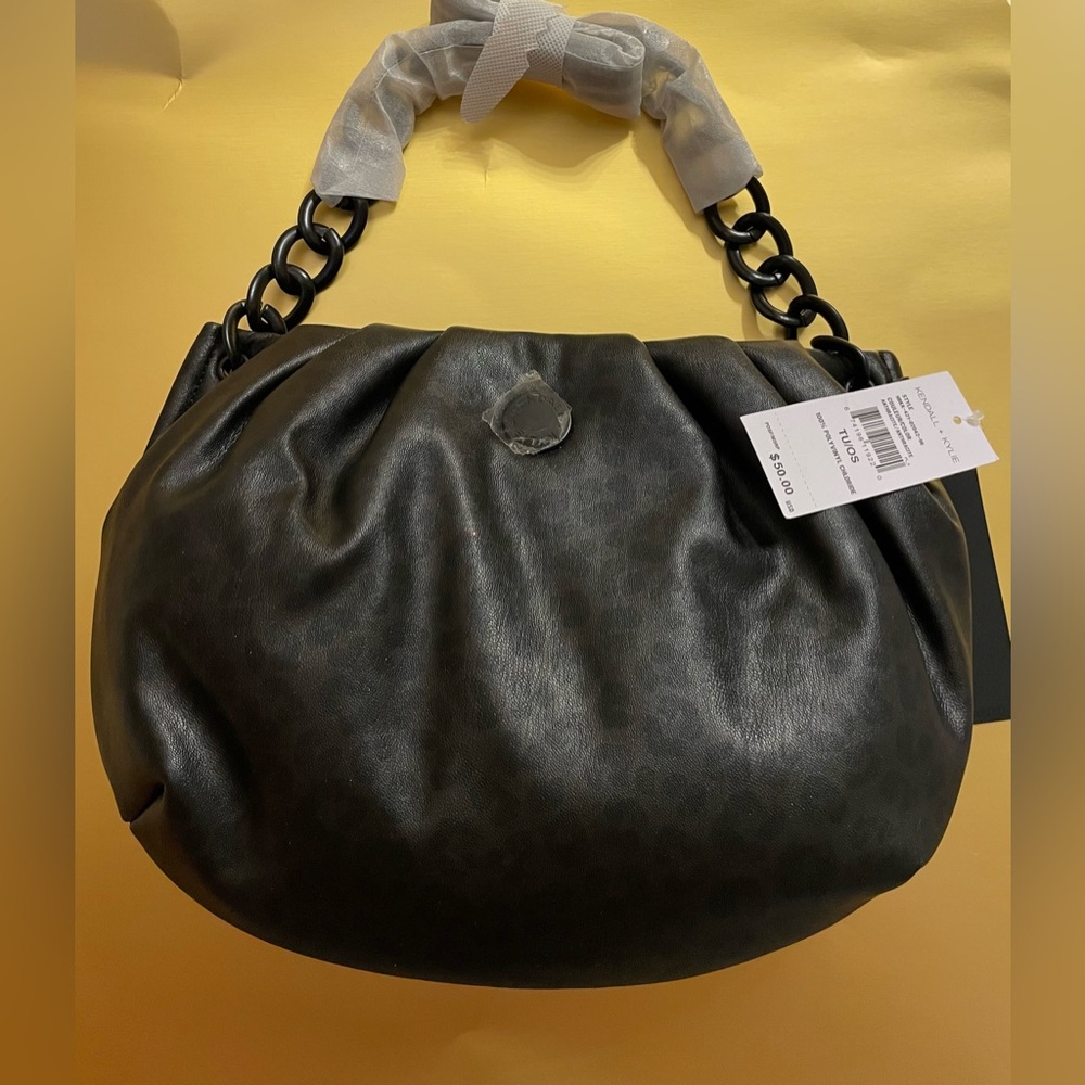 Kendall & Kylie Black Hobo Animal Print Bag NWT